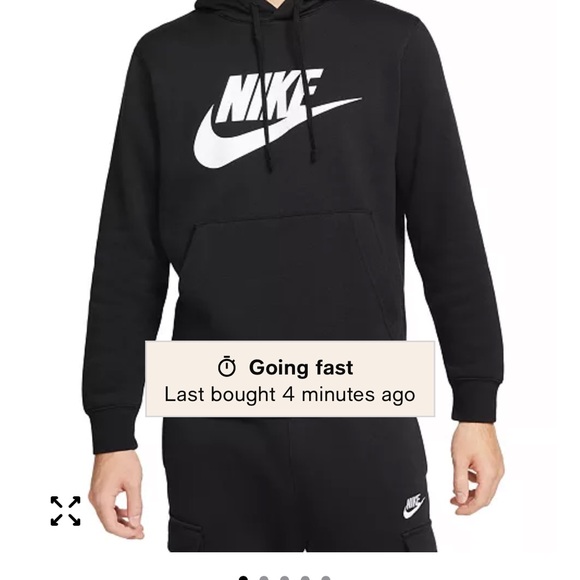 Nike Men's Black and White Logo Hoodie - Picture 1 of 2